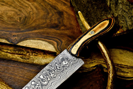 12" Hand-Forged Damascus Steel Chef Knife – Full Tang Kitchen Blade, Handmade Cutlery
