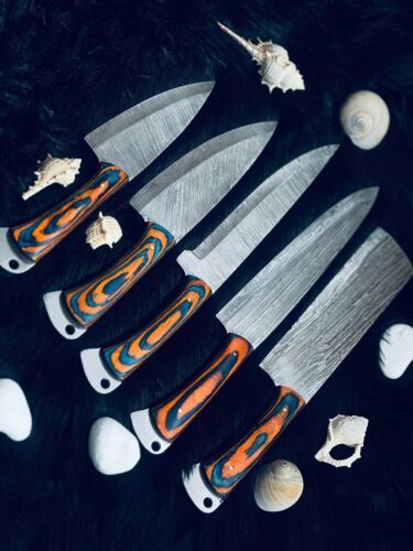 9" to 13" Custom Handmade Twist Damascus Steel Chef Set Kitchen Knife