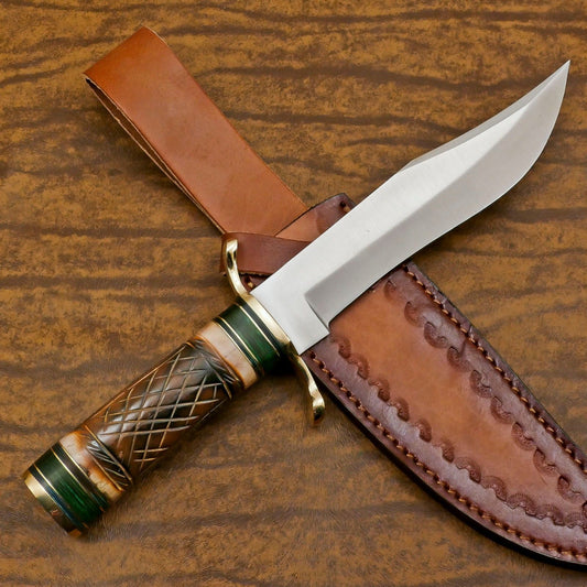 Custom Handmade 12 Inch D2 Steel Blade Hunting Bowie Camping Knife – Full Tang Outdoor Survival Blade