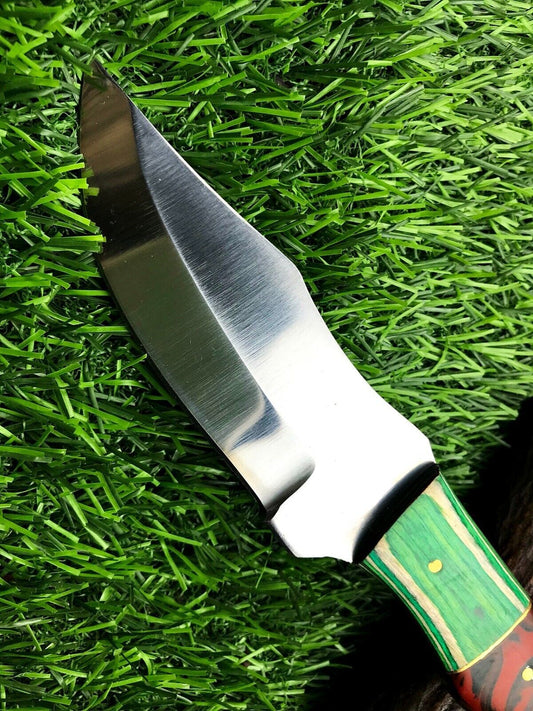 9" Forged Stainless Steel Hunting Skinner Knife with Leather Sheath