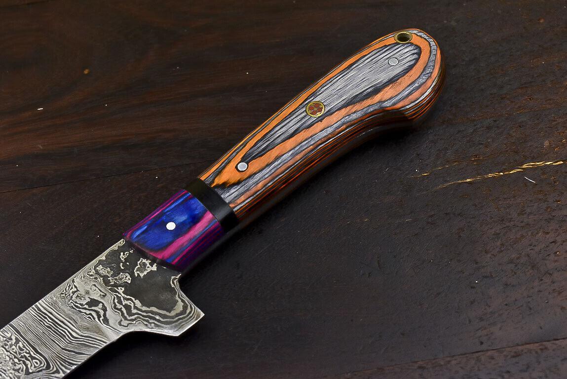 Rare Handmade Damascus Steel Chef Knife | Hard Wood Handle | Throwing & Hunting Knife