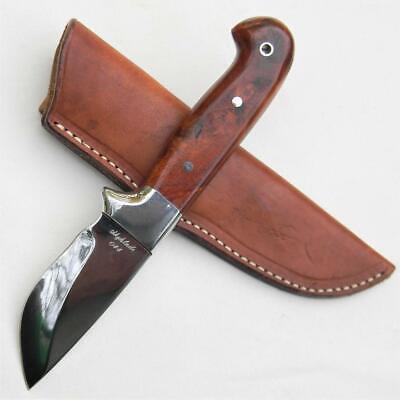 Custom Summit Skinner Hunting Knife | Redwood Burl Handle & Leather Sheath