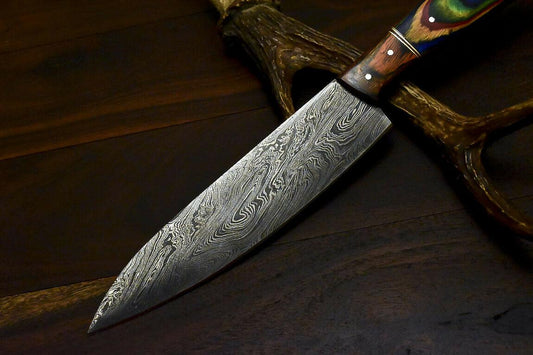 Hand Forged Damascus Steel Hunting & Professional Chef Knife – Hard Wood Handle