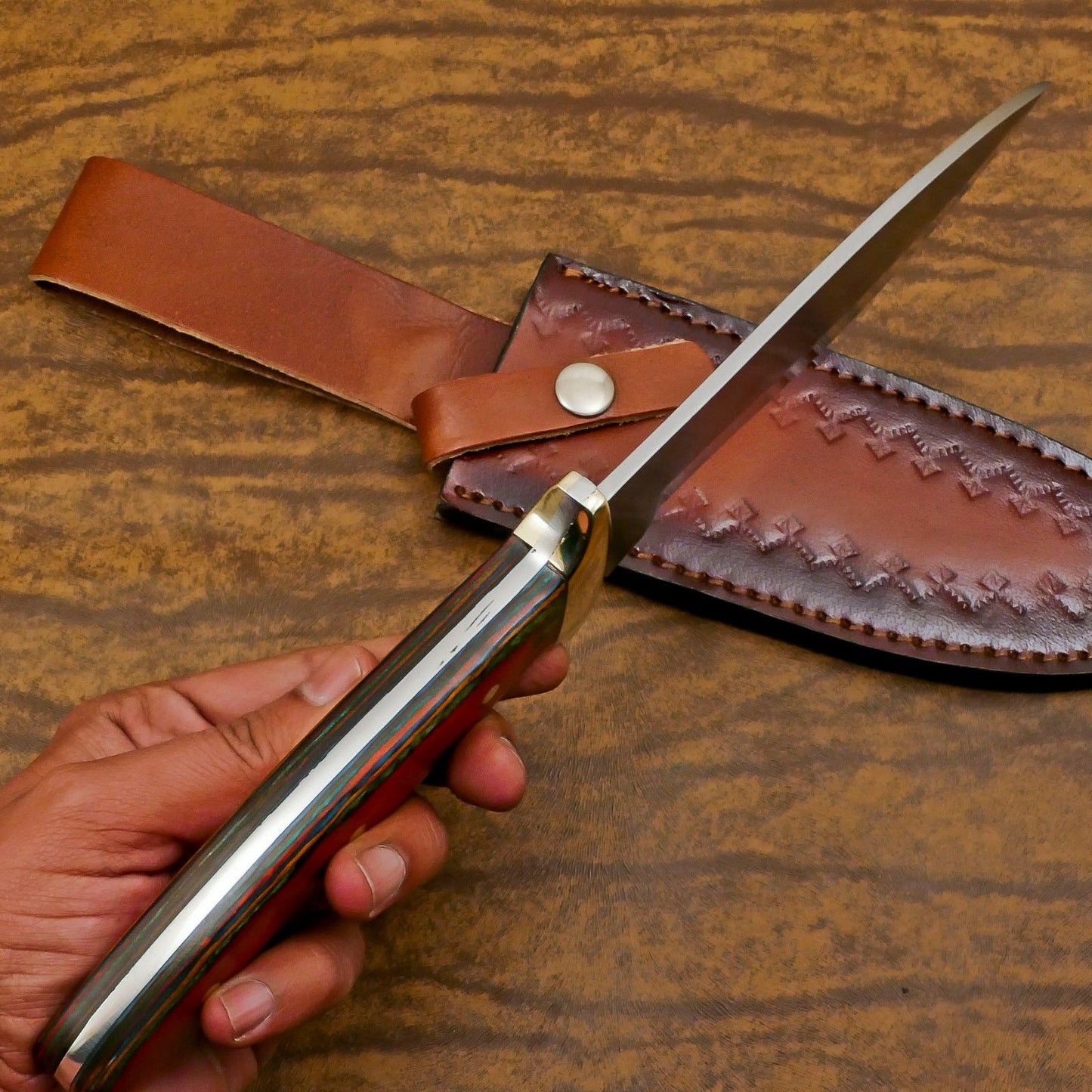 Handmade D2 Steel Full Tang Bowie Knife | Hunting & Camping Outdoor Blade 12"