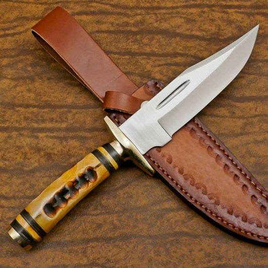 Adventure Custom Handmade D2 Steel Bowie Knife – 12-Inch Hunting & Camping Blade
