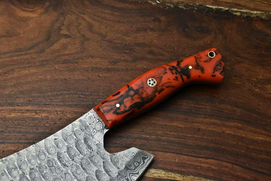 Custom Handmade Damascus Chef Chopper Knife – Full Tang Kitchen Blade