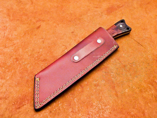 9.5" Handmade Damascus Steel Bowie Knife with Natural Wood Handle