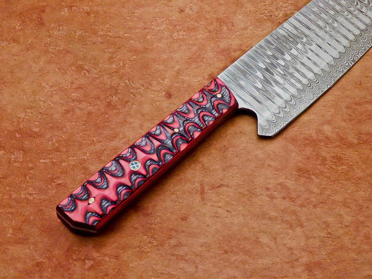 13" Professional Chef Kitchen Knife – Handmade Damascus Steel Blade with Hard Wood Handle