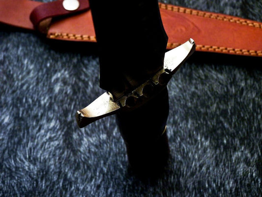 Custom Hand Forged Damascus Steel 13" Dagger Hunting Bowie Knife | Natural Wood Handle