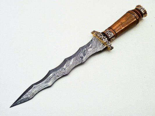 Heritage Forge 13.5" Damascus Steel Hunting Bowie Knife Rosewood Handle with Sheath
