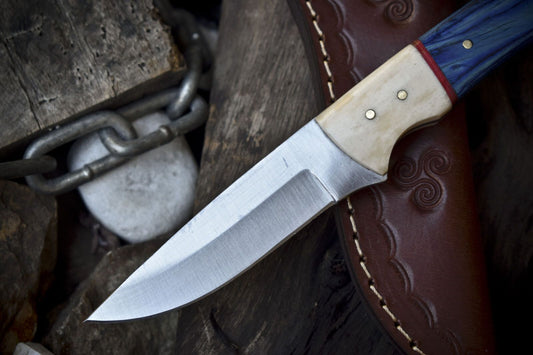 Handmade Skinner Knife AUS-8 Steel Hard Wood Handle Camping Closeout Hunting Knife