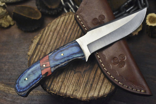 Hand Crafted Skinner Knife – AUS-8 Steel Blade with Hard Wood Handle