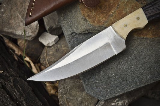 8.5" Hand-Forged Skinner Knife | AUS-8 Steel Blade | Hardwood Handle | Camping & Hunting
