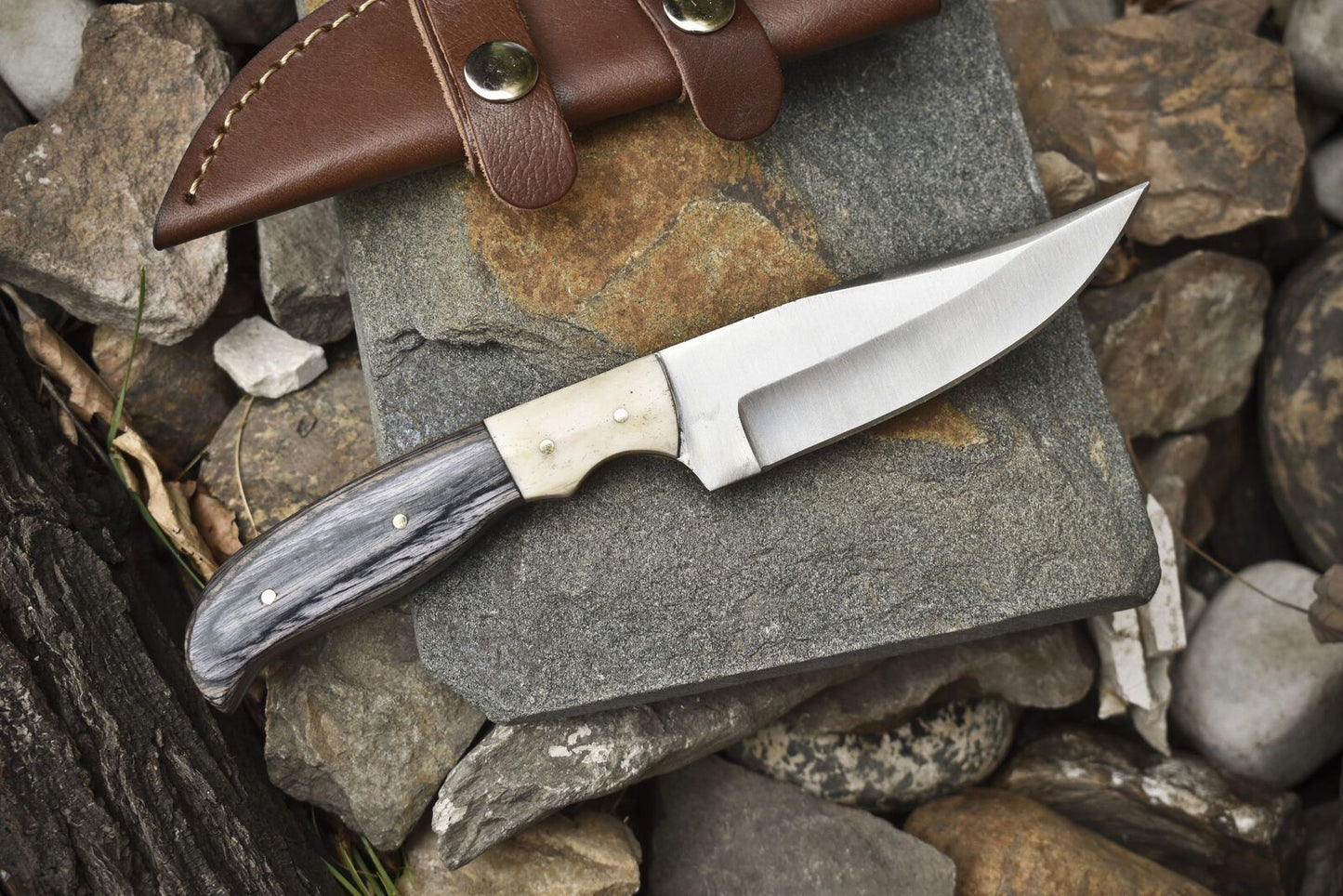 8.5" Hand-Forged Skinner Knife | AUS-8 Steel Blade | Hardwood Handle | Camping & Hunting