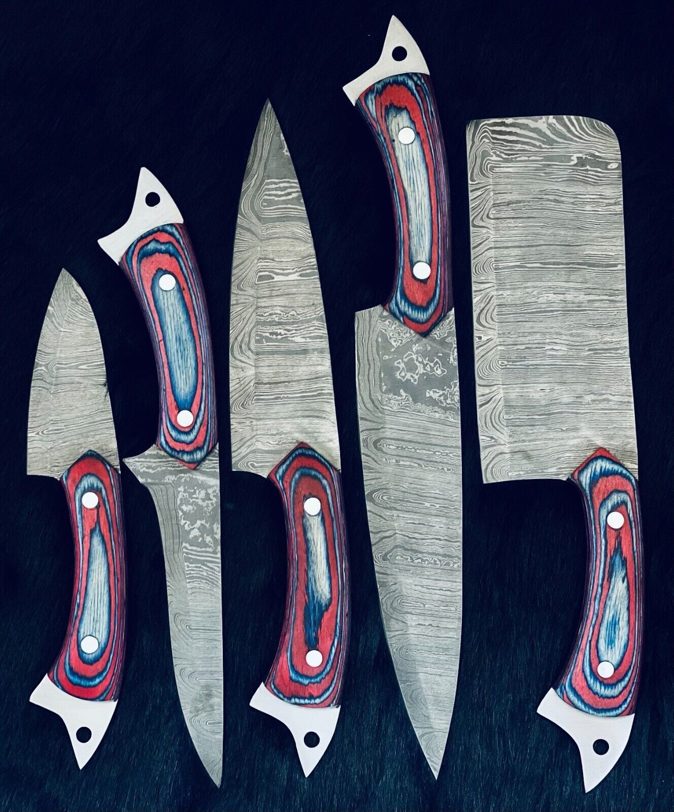 9" to 13" Custom Handmade Damascus Steel Chef Knife Set | Kitchen Knives