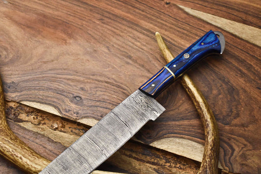 13" Custom Handmade Damascus Steel Kitchen Chef Knife | Full Tang & Razor Sharp
