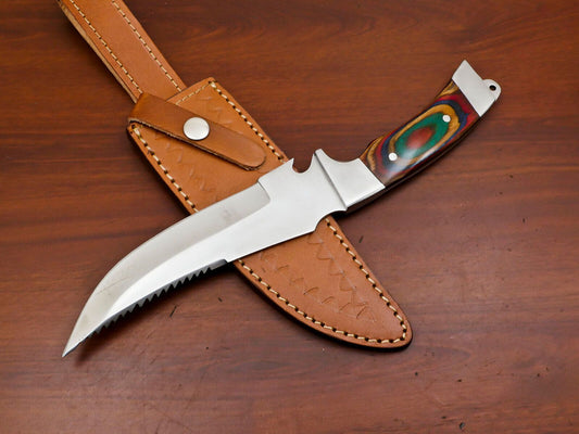 12-Inch Handmade D2 Steel Bowie Hunting Knife with Steel Guard – Full Tang