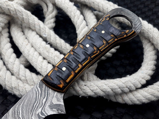 Handmade Damascus Steel Fixed Blade Chef & Hunting Knife – Skinning & Kitchen Tool