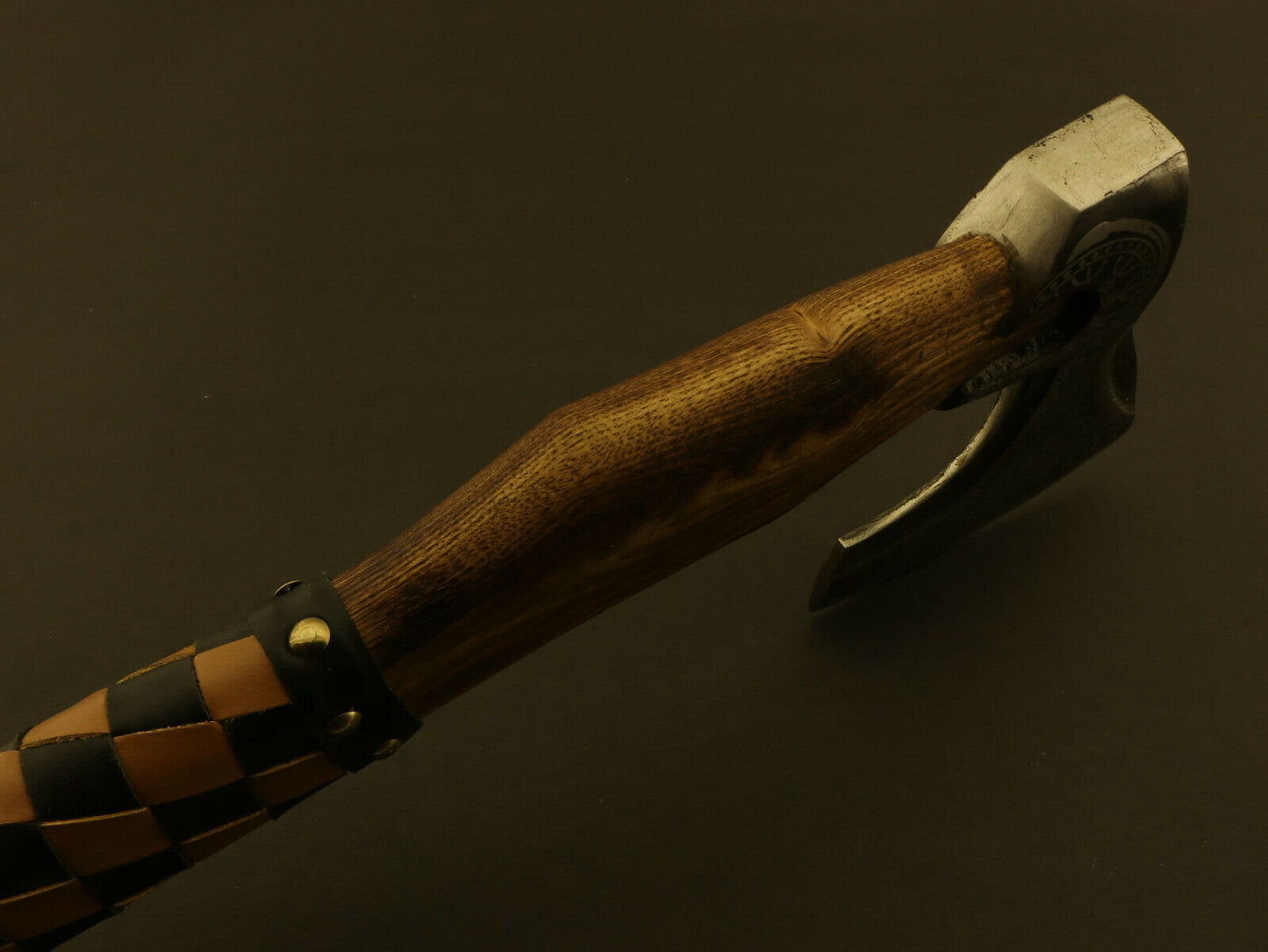 19 Inch Hand Forged Carbon Steel Viking Bearded Axe with Wooden Handle and Leather Sheath