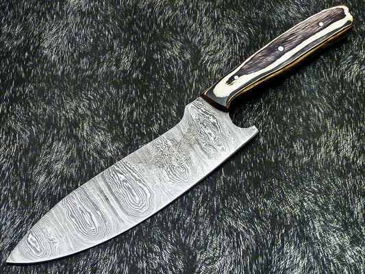 12.0" Handmade Damascus Steel Chef Knife – Professional Kitchen Knife with Hardwood Handle