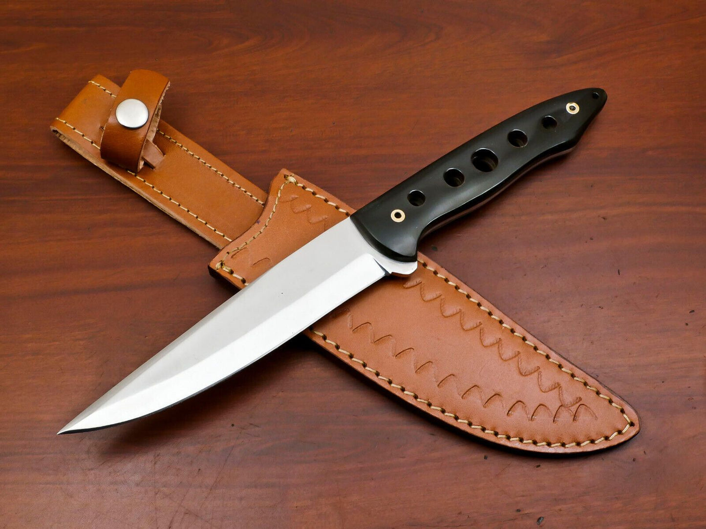 Handmade 12 Inch D2 Steel Full Tang Bowie Hunting Knife – Pakka Wood Handle Outdoor Blade