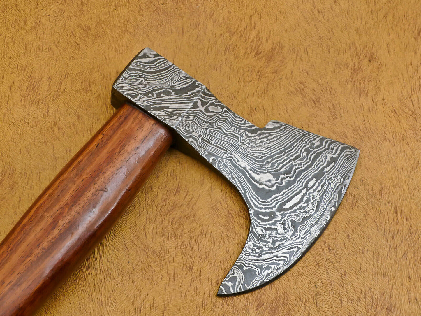 Handmade Forged Damascus Steel Tomahawk Hatchet Axe – 17 Inch Walnut Handle Custom Damascus Axe with Leather Sheath