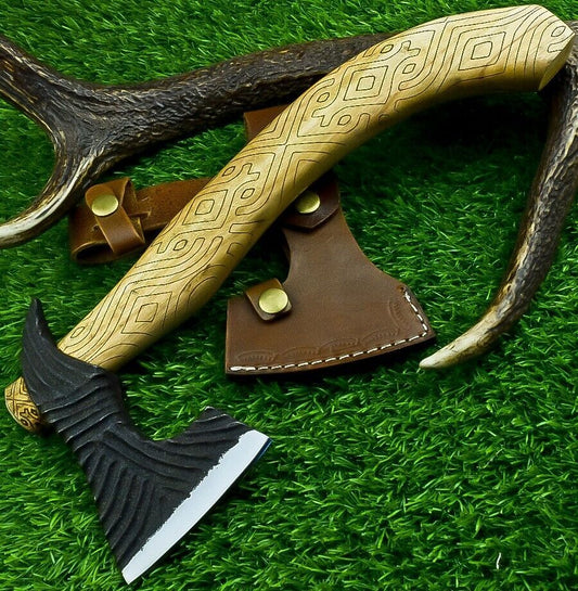 Handmade Viking Axe – 13 Inch Carbon Steel Hatchet with Olive Wood Handle