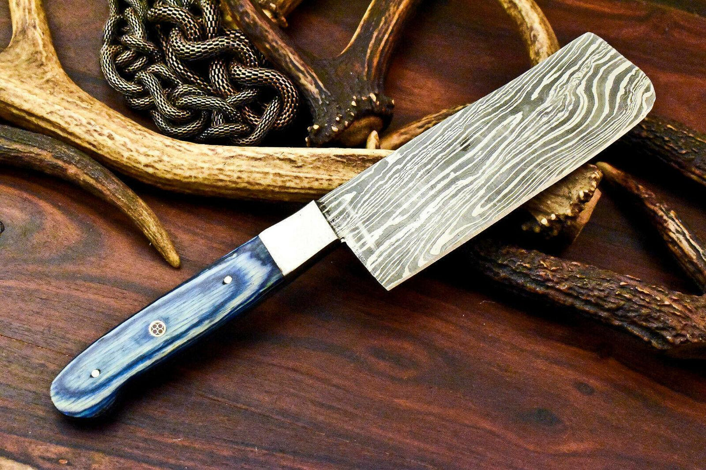 Handmade Damascus Steel Chef Kitchen Chopper Knife | Full Tang Hardwood Handle