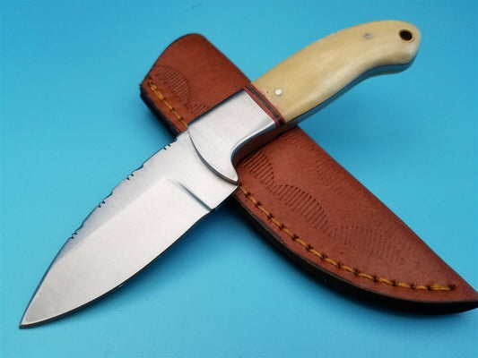 3" Skinner Knife – Stainless Steel Blade with Bone Handle & Leather Belt Sheath