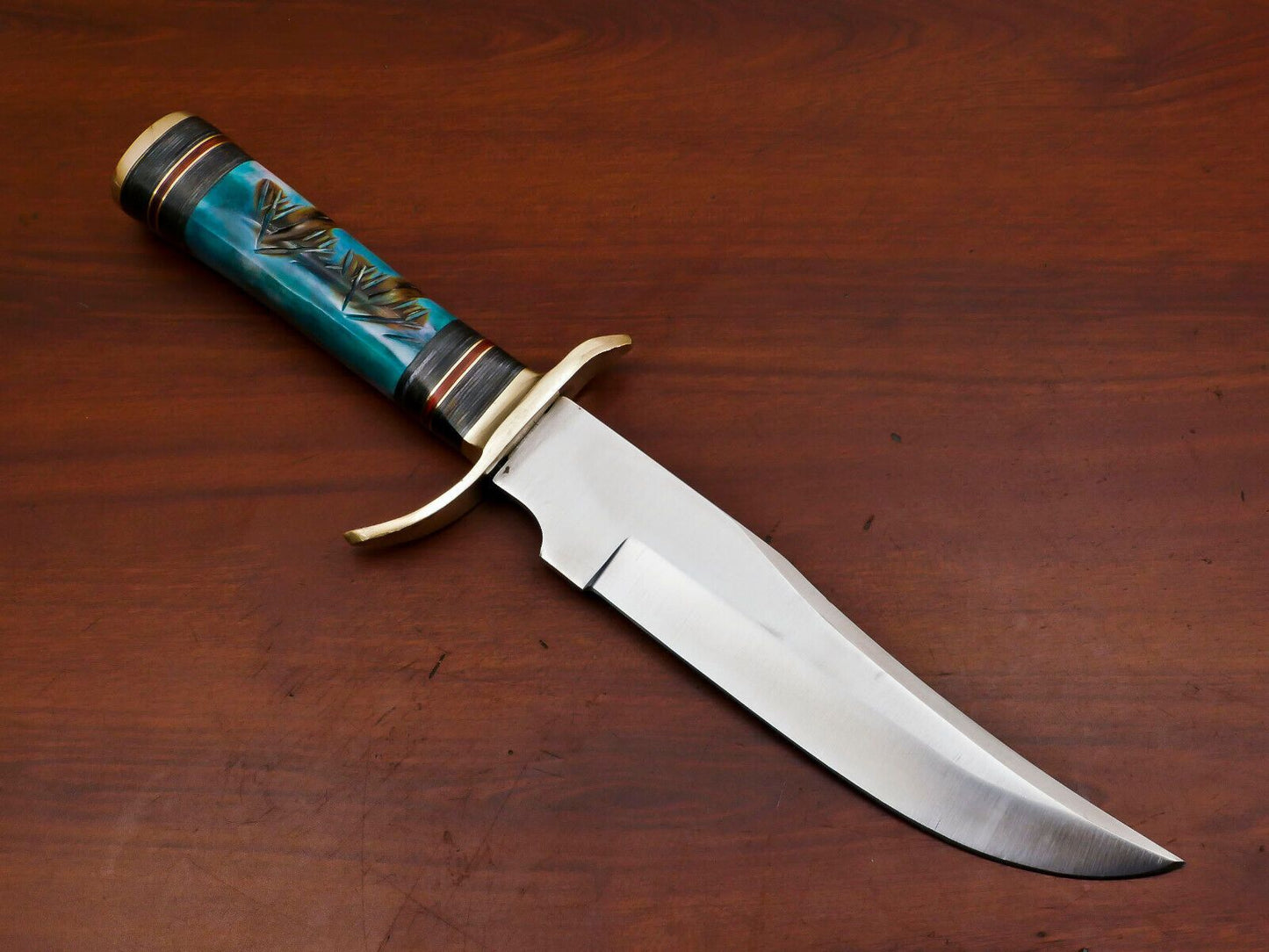 12" Custom Handmade D2 Clip Point Bowie Knife – Full Tang Fixed Blade Hunting & Outdoor Knife