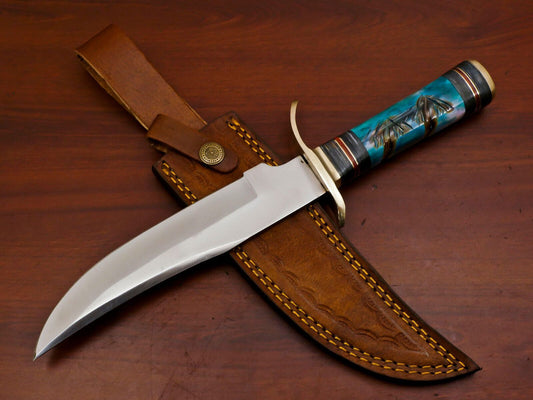 12" Custom Handmade D2 Clip Point Bowie Knife – Full Tang Fixed Blade Hunting & Outdoor Knife