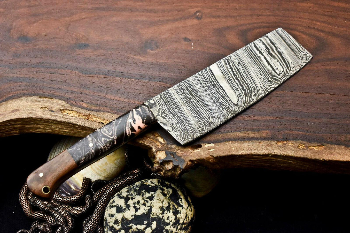 Hand Made Damascus Steel Blade Chef Kitchen Full Tang Chopper Knife | CORIAN