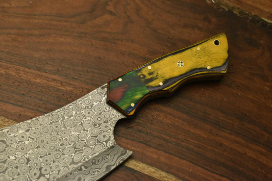 Custom Forged Damascus Chef Knife | Handmade Chopper for Kitchen