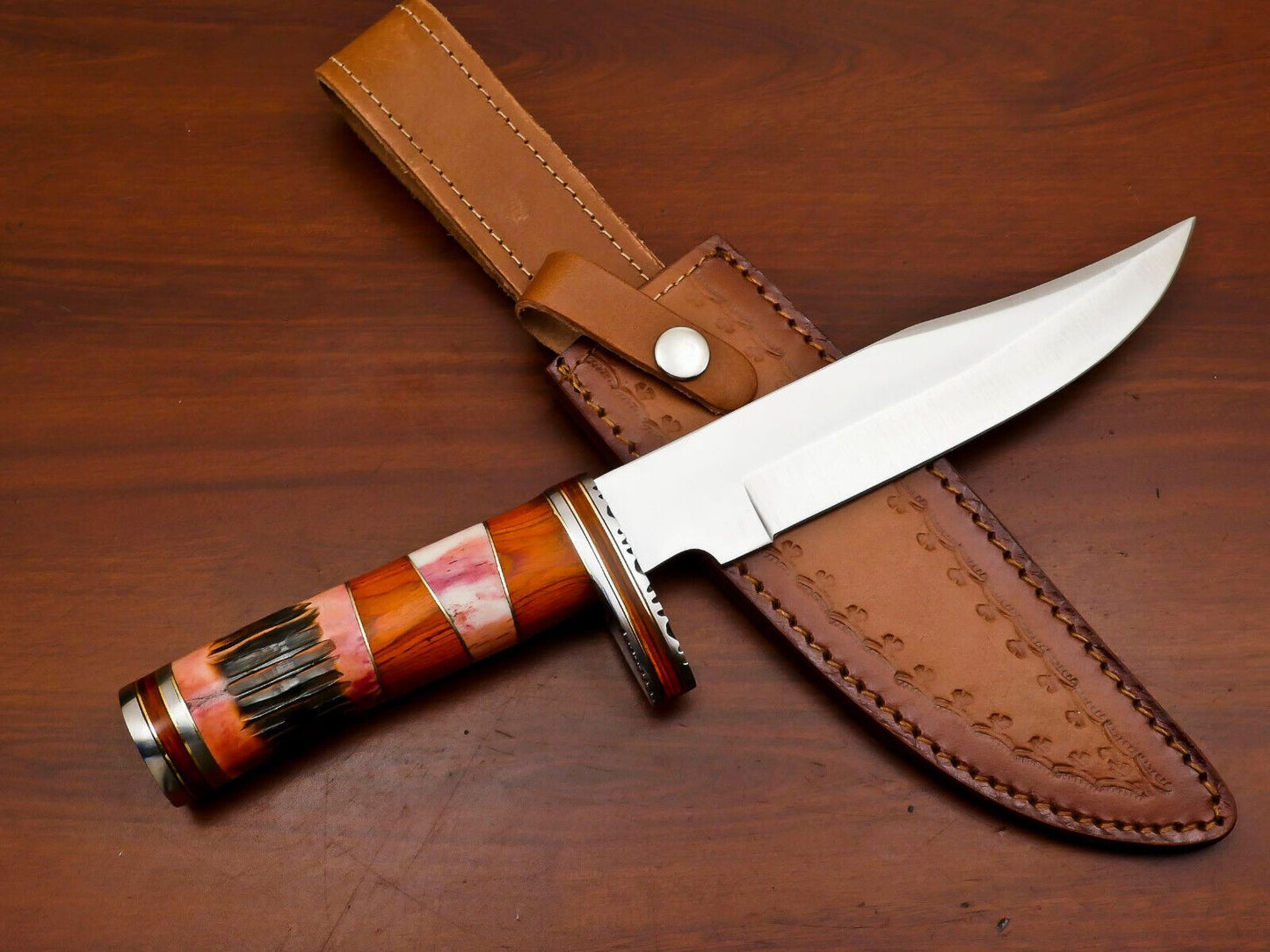 Precision 12-Inch D2 Steel Clip Point Fixed Blade Hunting & Bowie Knife
