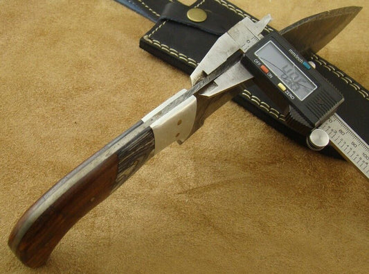 Heritage Forge 12 Inch Damascus Hunting Bowie Knife with Pakkawood and Rosewood Handle