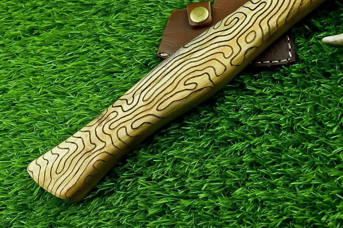 Hand Forged 13 Inch Viking Carbon Steel Axe with Natural Wood Handle and Sheath