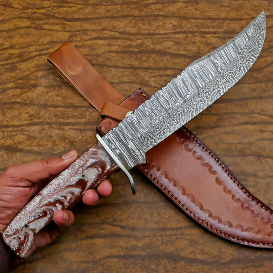 Heritage Forge Custom Forged Damascus Steel Bowie Knife with Resin Handle GB-614