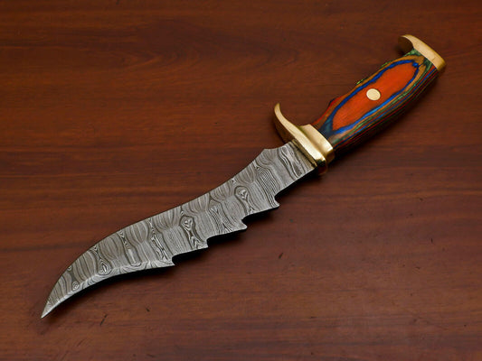 Heritage Forge 12 Inch D2 Steel Bowie Knife with Pakka Wood Handle and Brass Guard