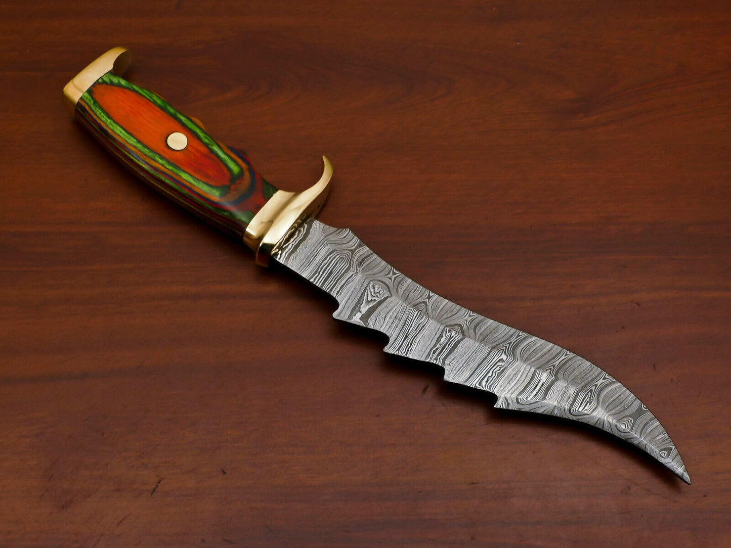 Heritage Forge 12 Inch D2 Steel Bowie Knife with Pakka Wood Handle and Brass Guard