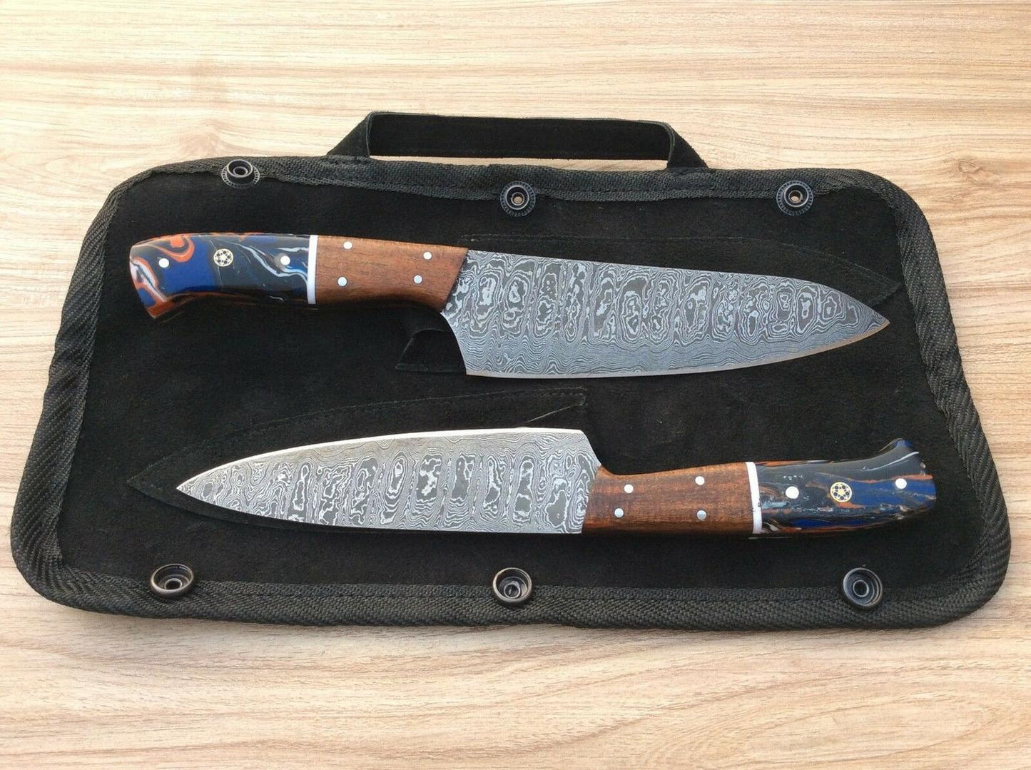 Handmade Damascus Steel Chef Kitchen Knife Set – 2pcs