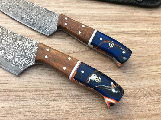 Handmade Damascus Steel Chef Kitchen Knife Set – 2pcs