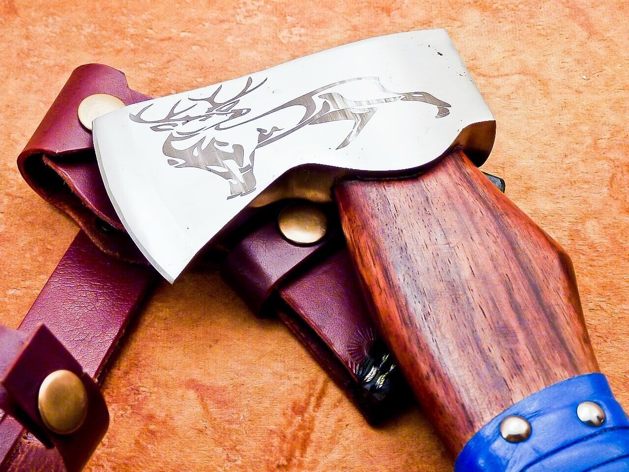 Custom Hand Made Carbon Steel Viking Axe Hatchet Integral Throwing Tomahawk