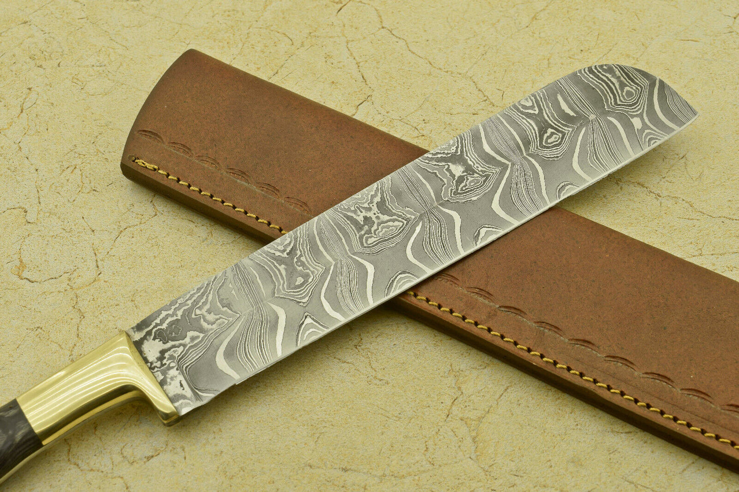 Custom Handmade Forged Damascus Steel Chef Kitchen Knife with Pakka Wood Handle – 13.25" Professional Knife