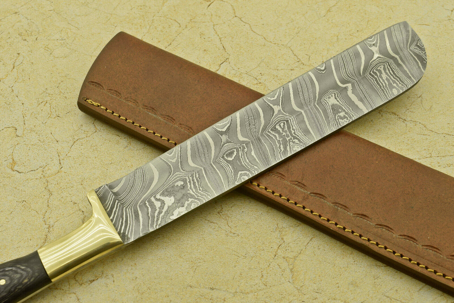 Custom Handmade Forged Damascus Steel Chef Kitchen Knife with Pakka Wood Handle – 13.25" Professional Knife