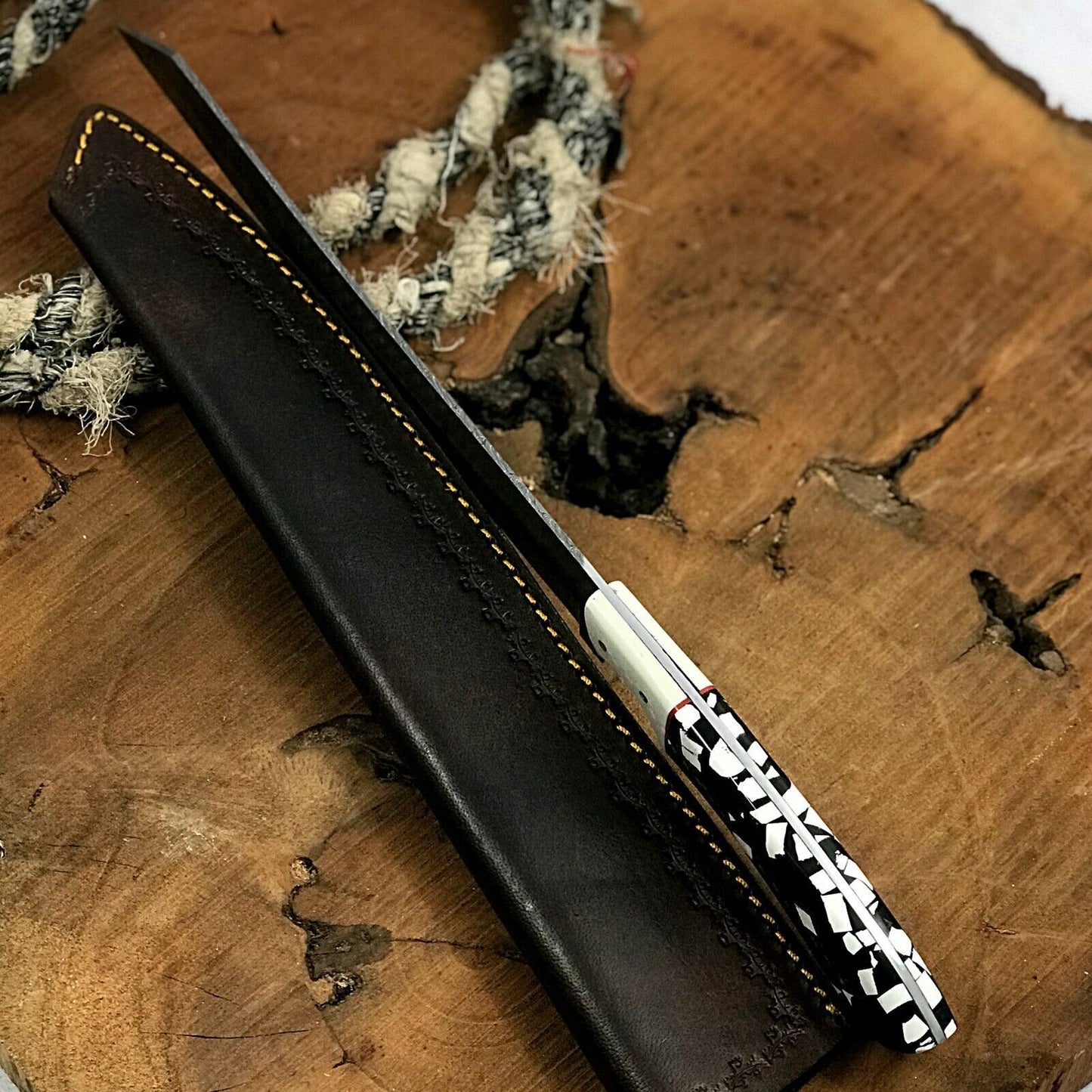 14" Custom Handmade Twist Damascus Steel Brisket Fillet Chef Hunting Knife