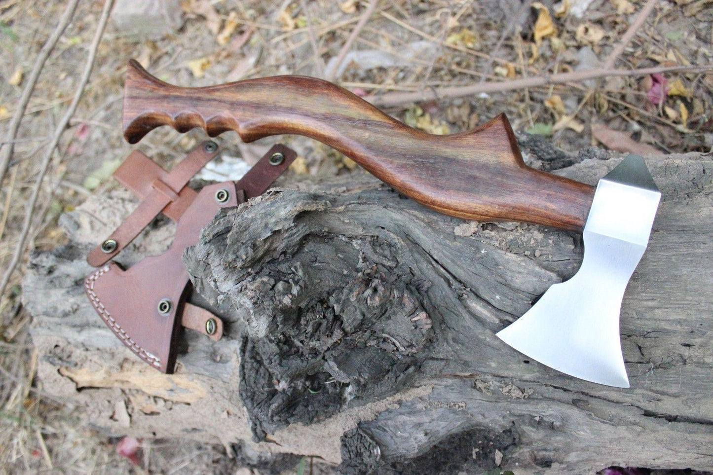 Hand-Forged 5160 Steel Viking Tactical Hawk | Tomahawk Axe with Walnut Handle