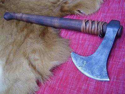 Hand Forged Bearded Viking Tomahawk Axe with Leather Sheath – Ragnar Style