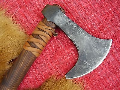 Hand Forged Bearded Viking Tomahawk Axe with Leather Sheath – Ragnar Style