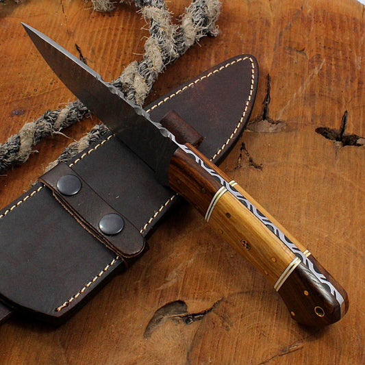 11" Custom Handmade Twist Damascus Steel Chef & Kitchen Knife – Fixed Blade