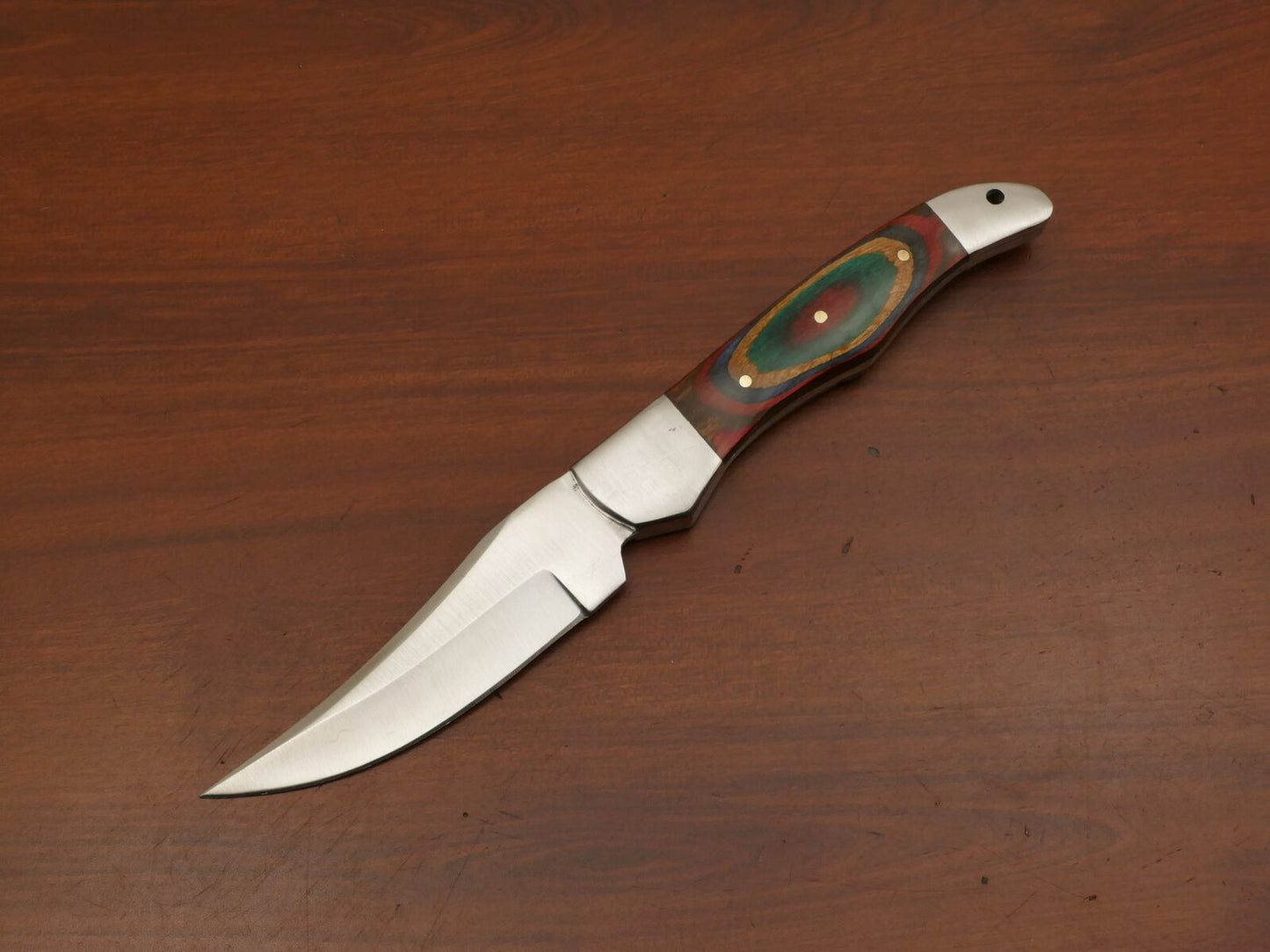 Handcrafted AUS-8 Skinner Knife | Hardwood Handle & Steel Bolster | Heritage Forge Outdoor Knife